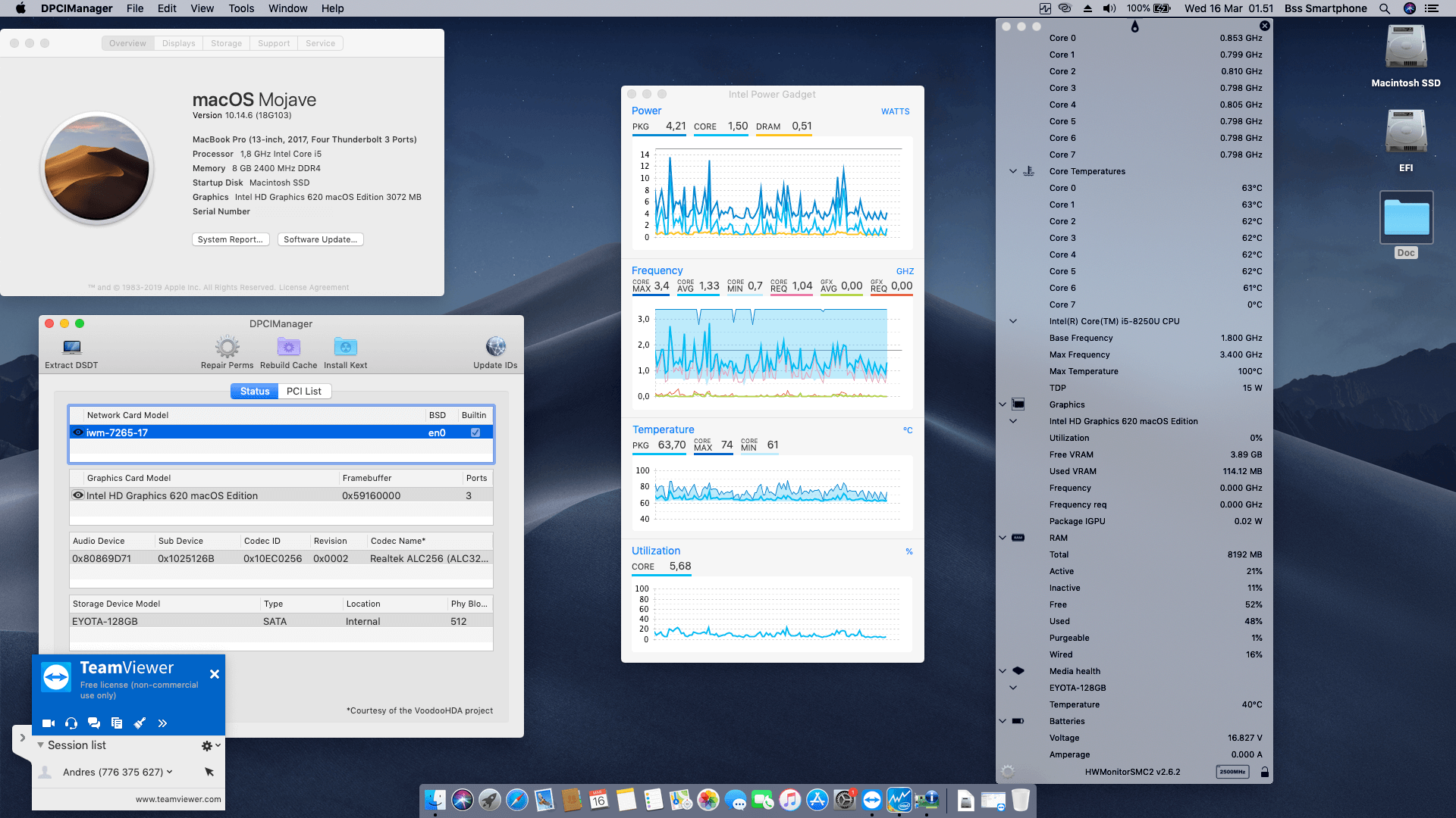 Success Hackintosh macOS Mojave 10.14.6 Build 18G103 in Acer Swift 3 SF314-54G-51WS